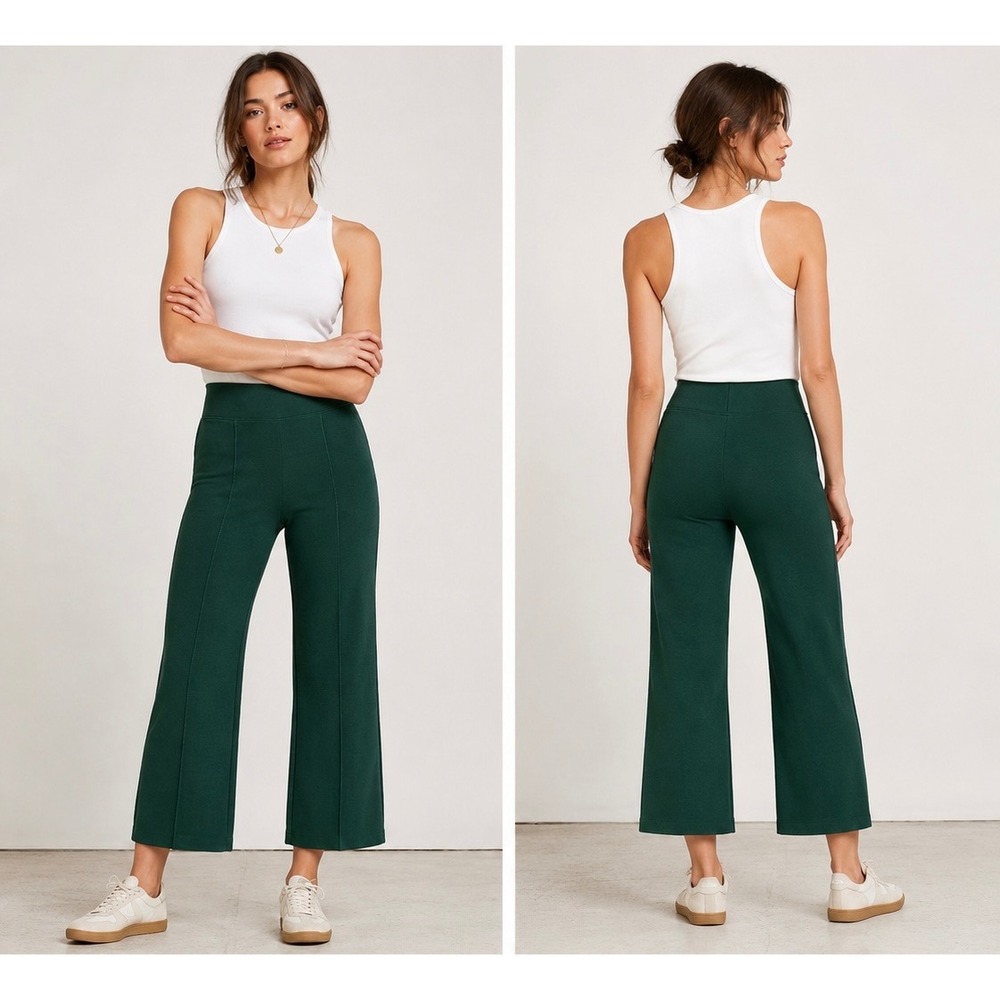 Maeve Anthropologie Poppy Kick Flare Ponte Pant Emerald Green XL Wide Leg Career